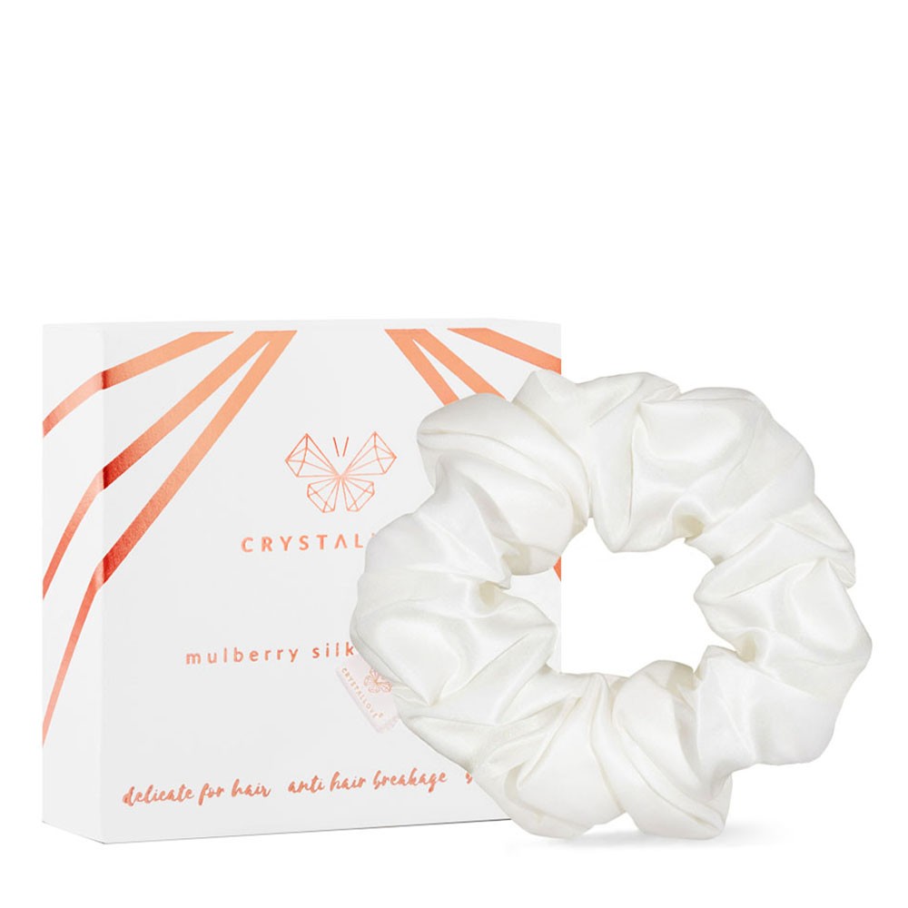 CRYSTALLOVE Silk Scrunchie - Ivory