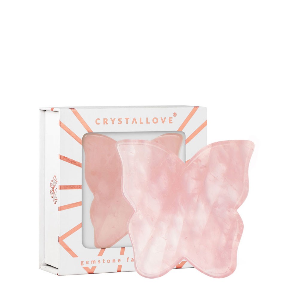 CRYSTALLOVE Butterfly Rose Quartz Gua Sha