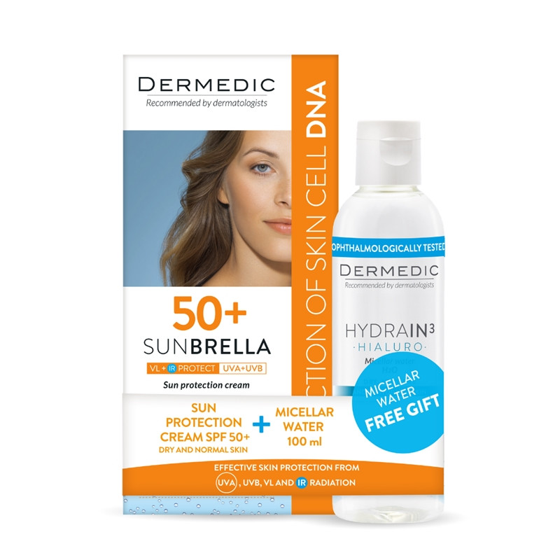 Dermedic Fényvédő arckrém SPF 50+ ,Hydrain Micellás víz