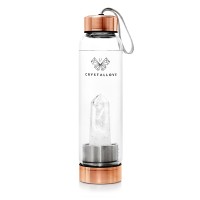 CRYSTALLOVE Clear Quartz Bottle - Rose Gold
