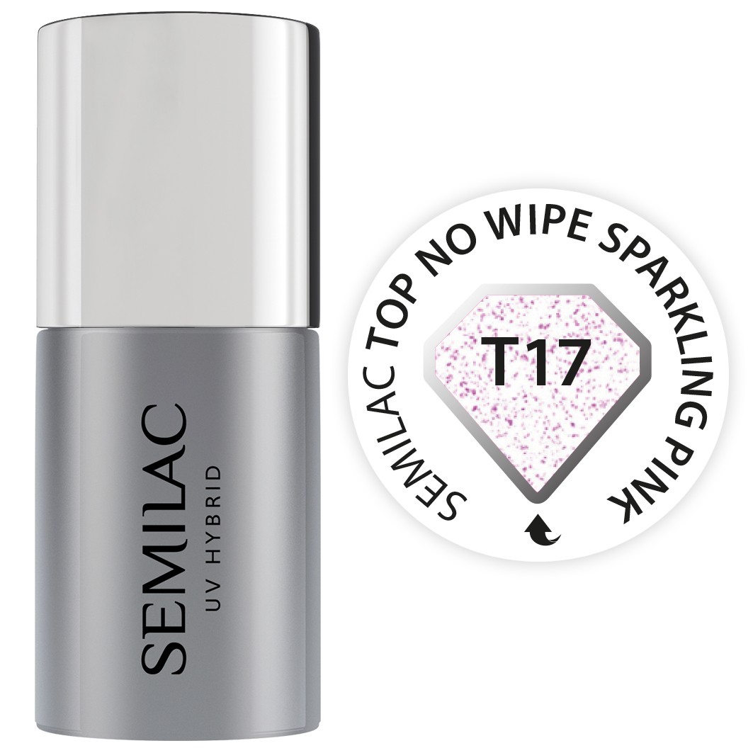 Semilac T17 Top No Wipe Sparkling Pink