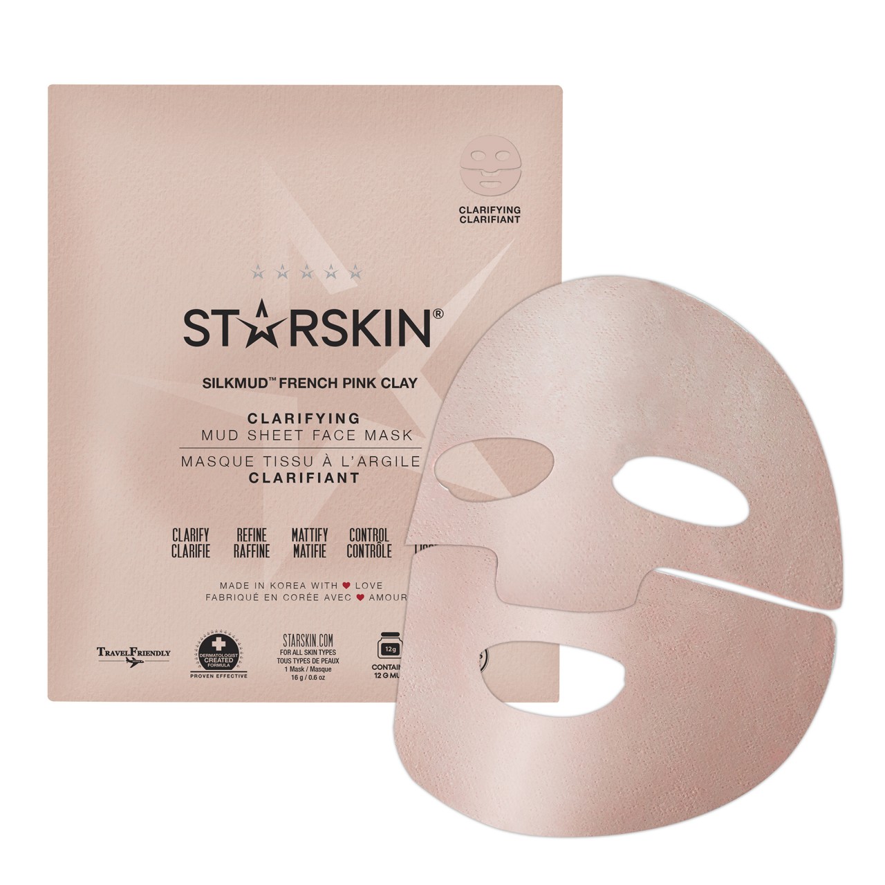 STARSKIN Pink French Clay Purifying Mud Sheet Mask