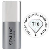 Semilac T18 Top No Wipe Sparkling Blue