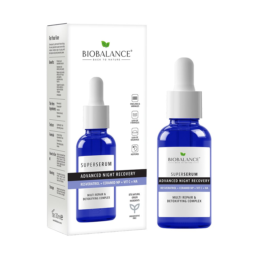 BIOBALANCE Advanced Night Recovery Resveratrol + Ceramide NP + Vitamin C + HA