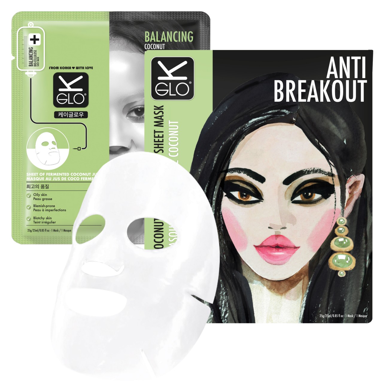 K-GLO Anti-Breakout Coconut Bio-Cellulose Sheet Mask