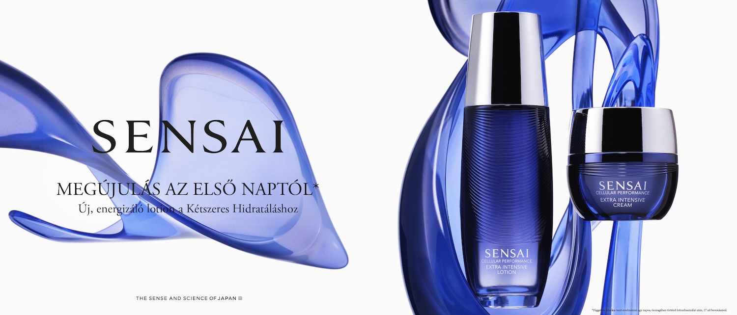 A Sensai Cellular Performance Extra Intensive Lotion és Cream kék üvegben, ezüst kupakkal a megújulásért az első naptól.