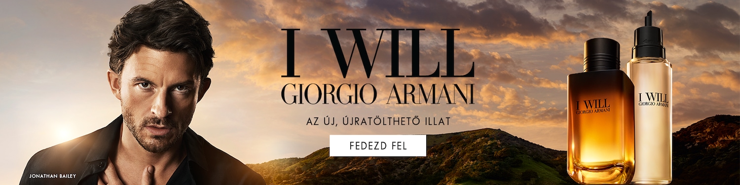 Jonathan Bailey színész látható a Giorgio Armani "I WILL" kampányában, amely az újratölthető illatot népszerűsíti, a háttérben hegyek és felhős égbolt látható.