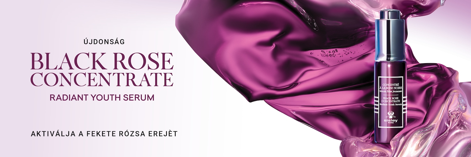 Ez a Sisley Black Rose Concentrate Radiant Youth Serum, amely fekete rózsa kivonatot tartalmaz a ragyogó bőrért.