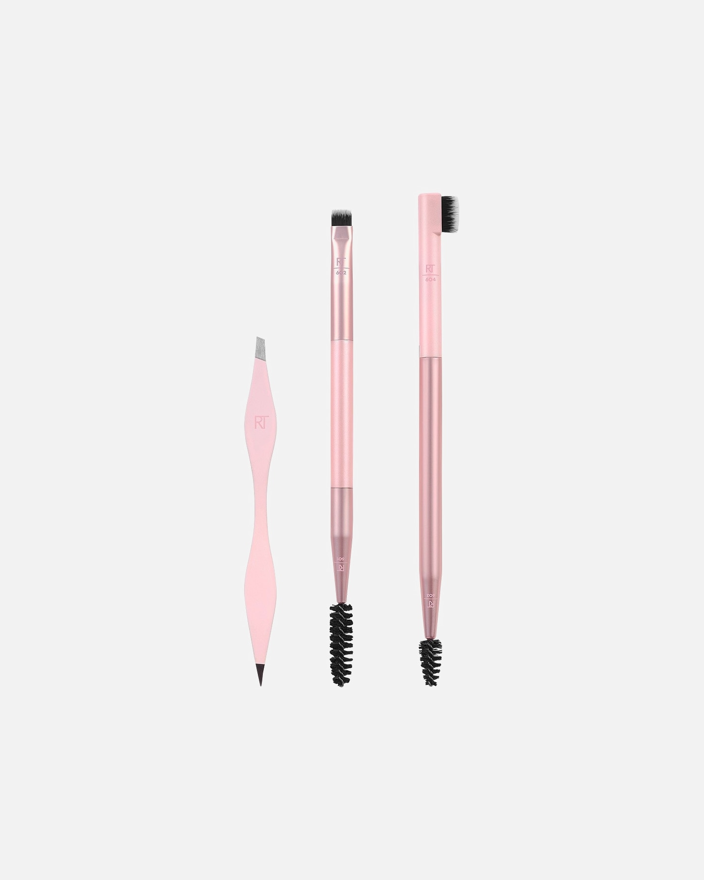 Ecsetkészlet - Real Techniques Skinimalist Start To Finish Brow Set Tweezer x1 + 602 Flat Brow Brush x1 + 601 Brow Spoolie x1 + 604 Micro Paddle Brush x1 + 603 Precision Brow Spoolie x1