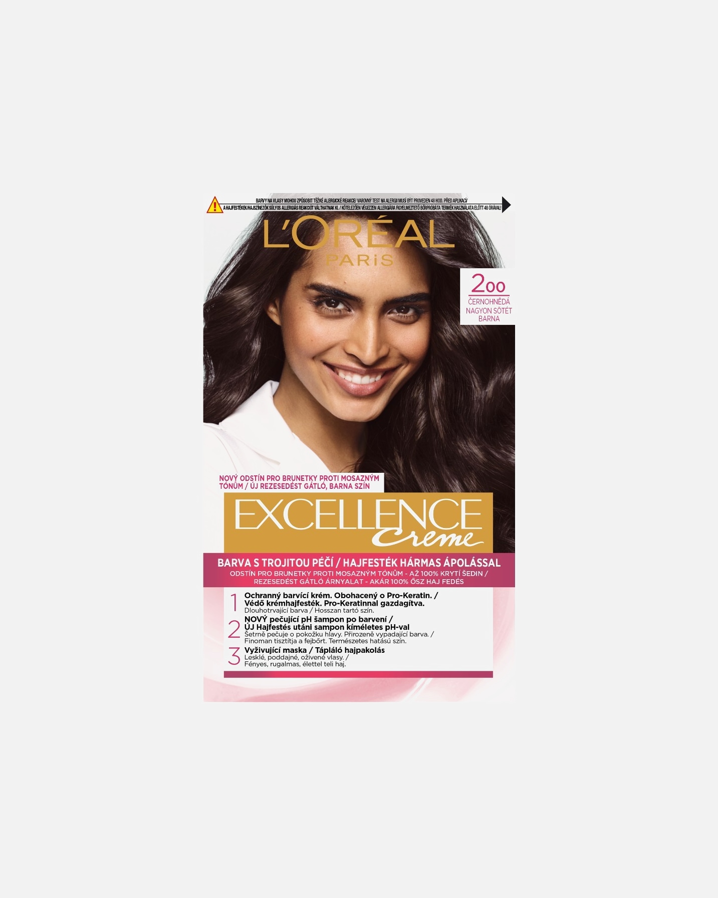 Hajfesték - L’Oréal Paris L'Oréal Paris Excellence Hair Dye 200-Nagyon Sötét Barna