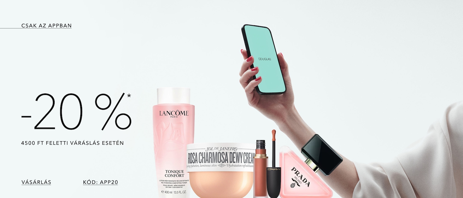 Élvezze a -20%-os kedvezményt a Douglas alkalmazásban 4500 Ft feletti vásárlás esetén, használja az APP20 kódot a pénztárnál.