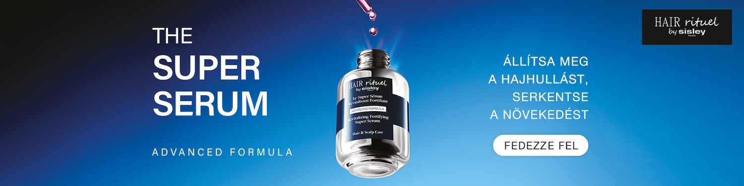 A Hair Rituel by Sisley The Super Serum Advanced Formula egy üvegcsében látható, amely megállítja a hajhullást és serkenti a növekedést. Fedezze fel most!