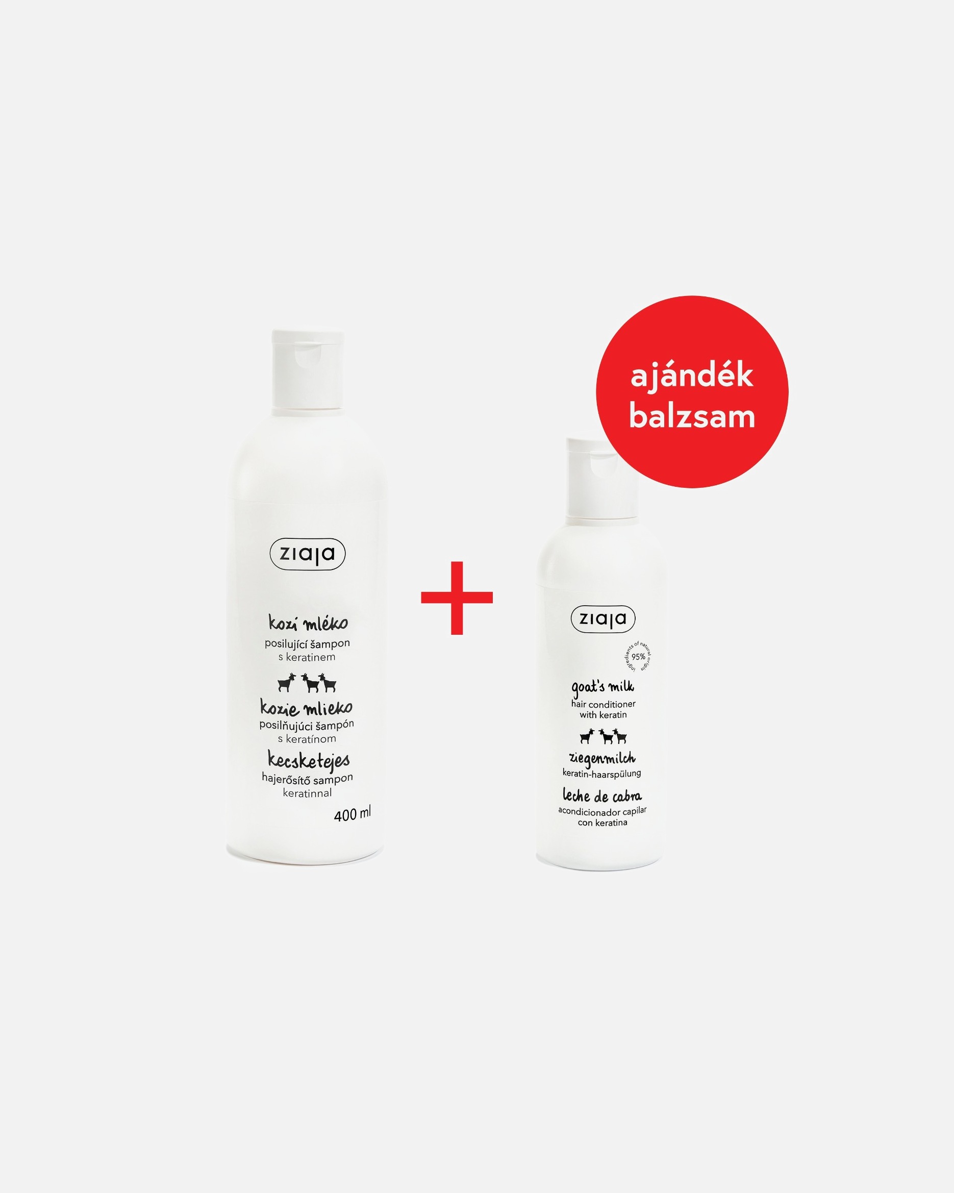 Testápoló készlet - Ziaja Goat's Milk Shampoo With Keratin + Hair Conditioner 1 darab