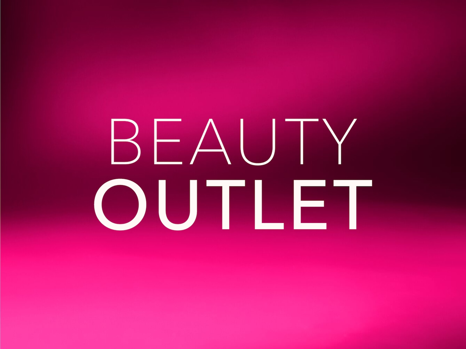 Ragyogó rózsaszín háttérrel a "BEAUTY OUTLET" felirat látható fehér betűkkel.