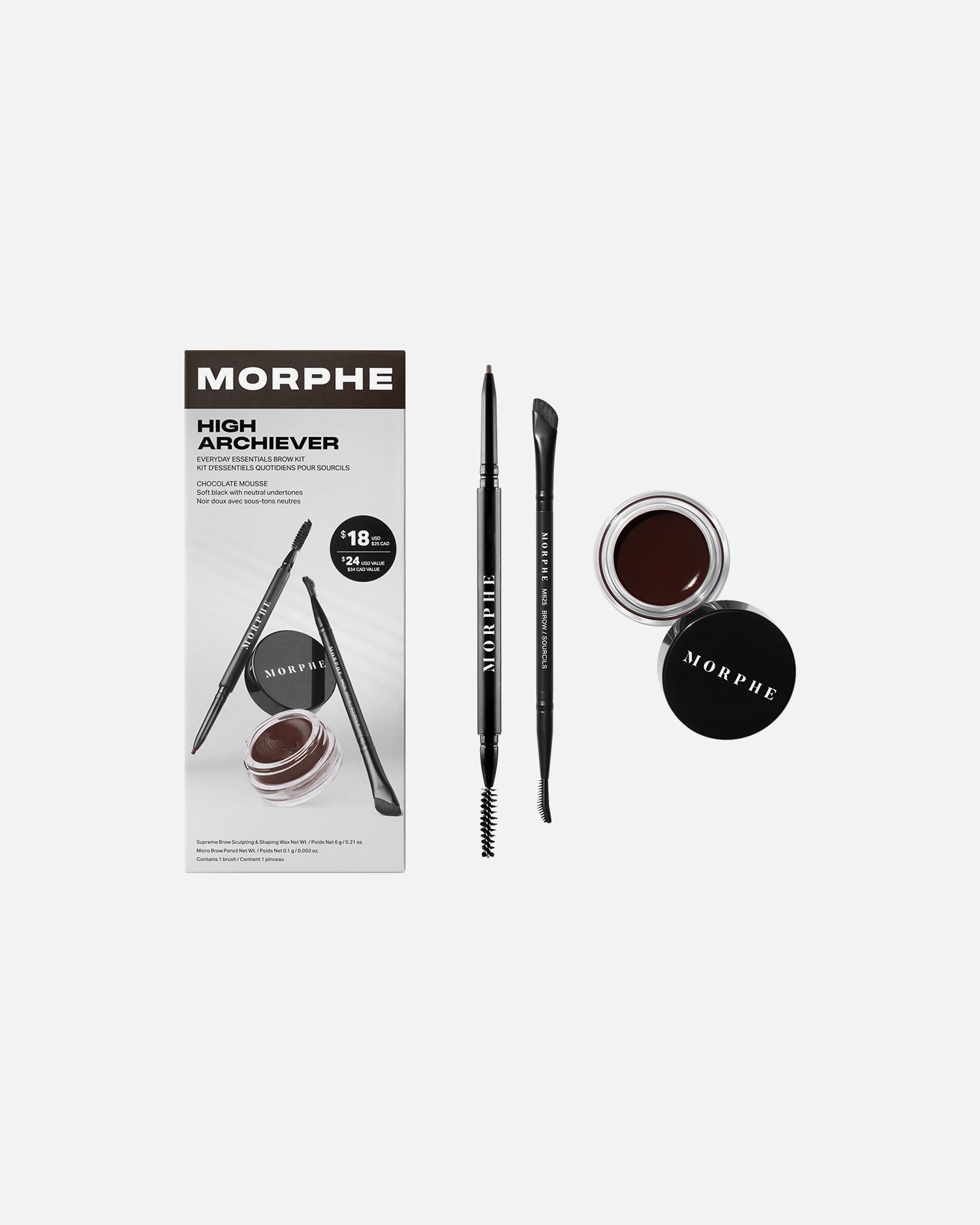 Szemöldök smink készlet - Morphe High Archiever Everyday Essentials Brow Kit Chocolate Mousse