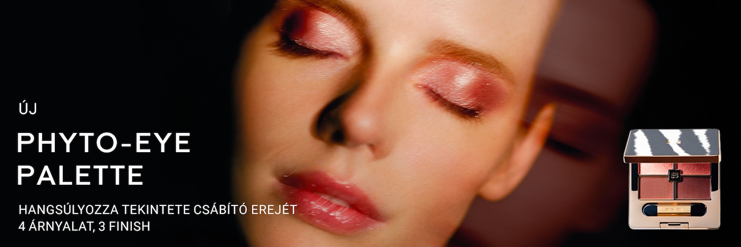 Discover the new Phyto-Eye Palette with 4 shades and 3 finishes to emphasize the seductive power of your eyes, as seen on a model with shimmery pink eyeshadow and glossy lips.