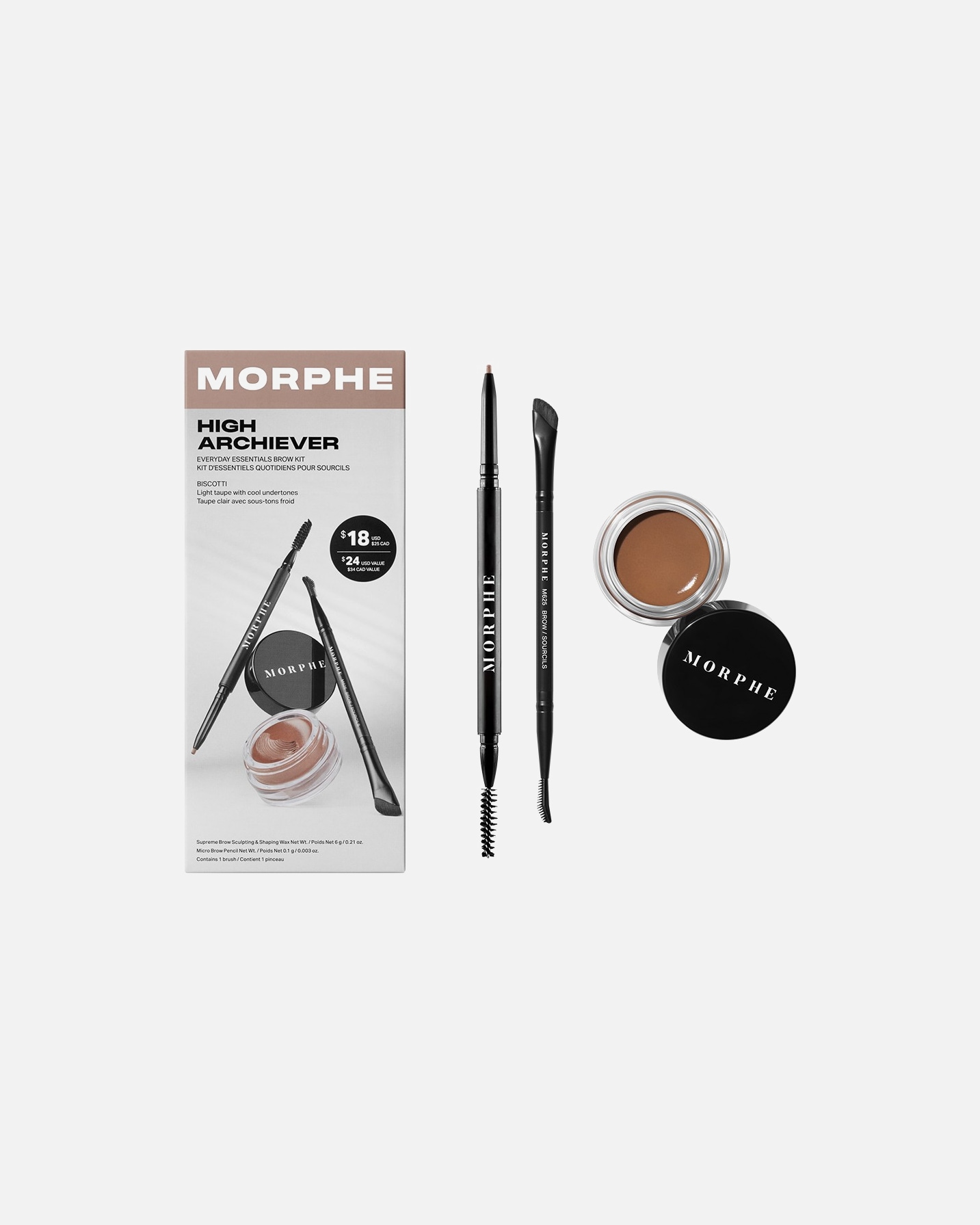 Szemöldök smink készlet - Morphe High Archiever Everyday Essentials Brow Kit Biscotti