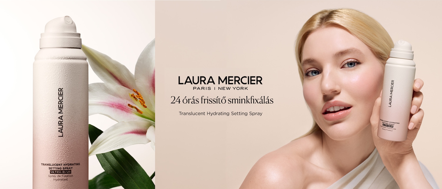 Laura Mercier 24 órás frissítő sminkfixáló spray, mely hidratál és mattít, a tökéletes sminkért.