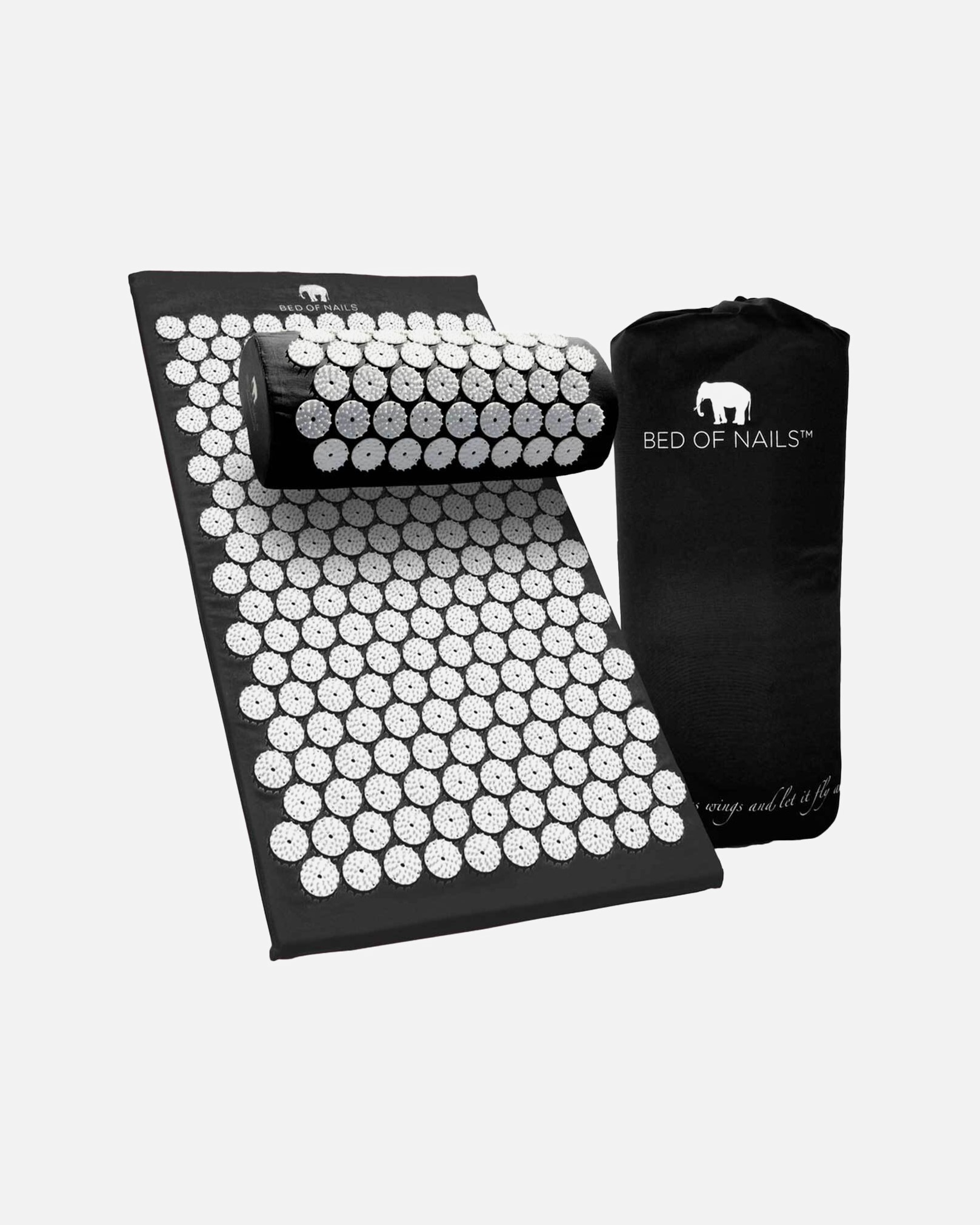 Masszázs kiegészítők - Bed of Nails 0 BON Set - Black Mat+Pillow BON Set - Black Mat+Pillow