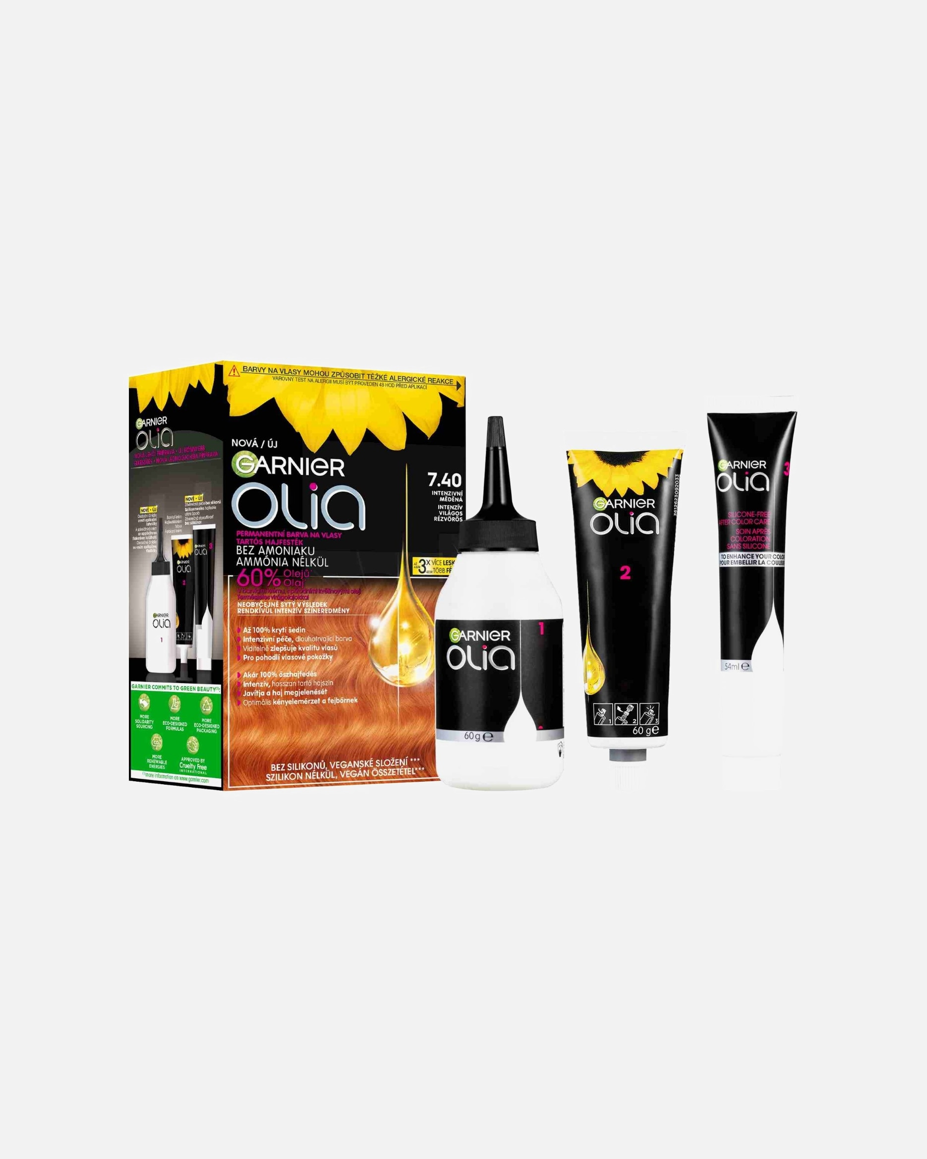 Hajfesték - Garnier Olia Hair Dye 7.40 Intenzív Világos Rézvörös