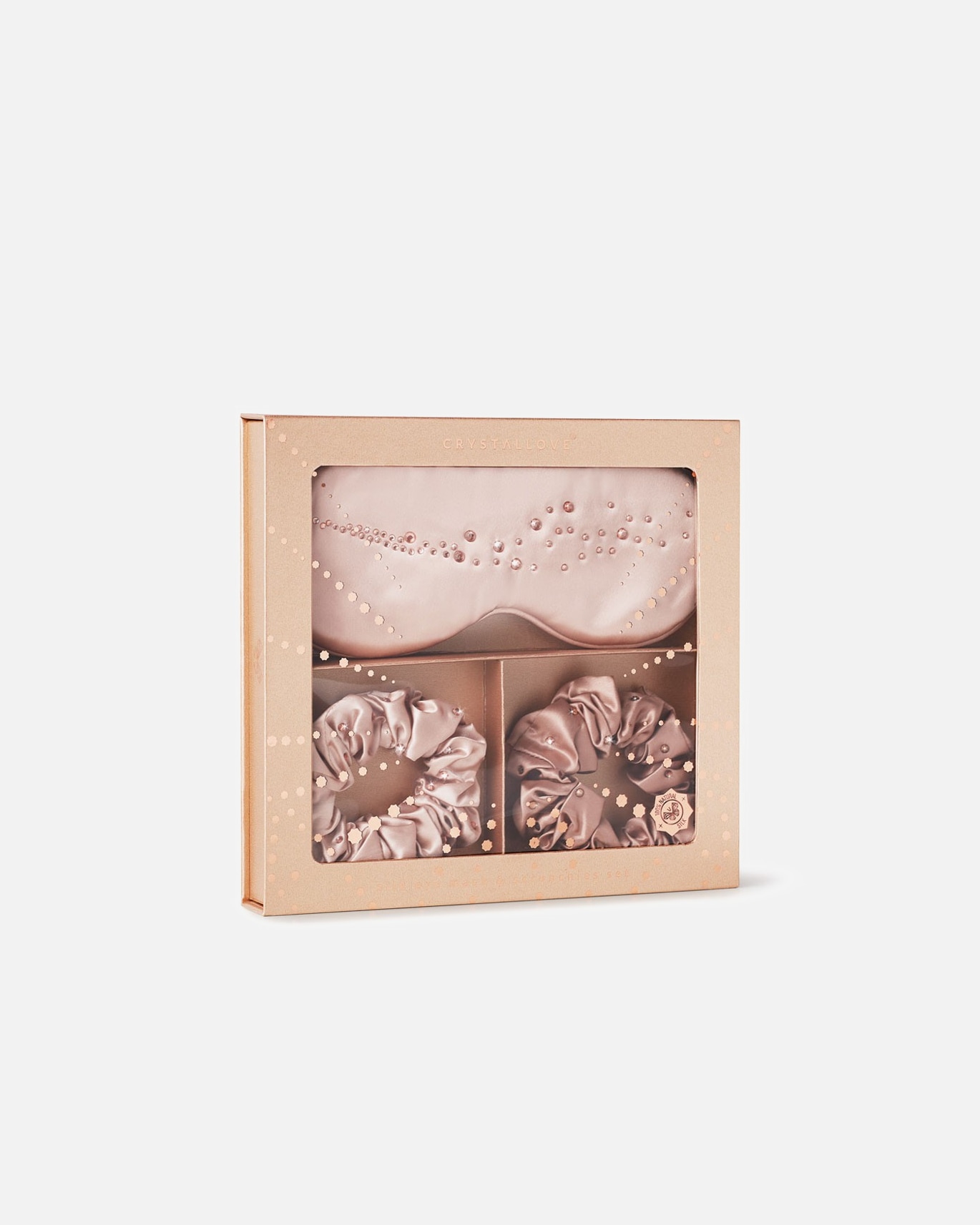Alvómaszk - Crystallove Set24 Silk Mask+Scruchhie Silk eye mask & scrunchies set – opaska na oczy i gumki z jedwabiu