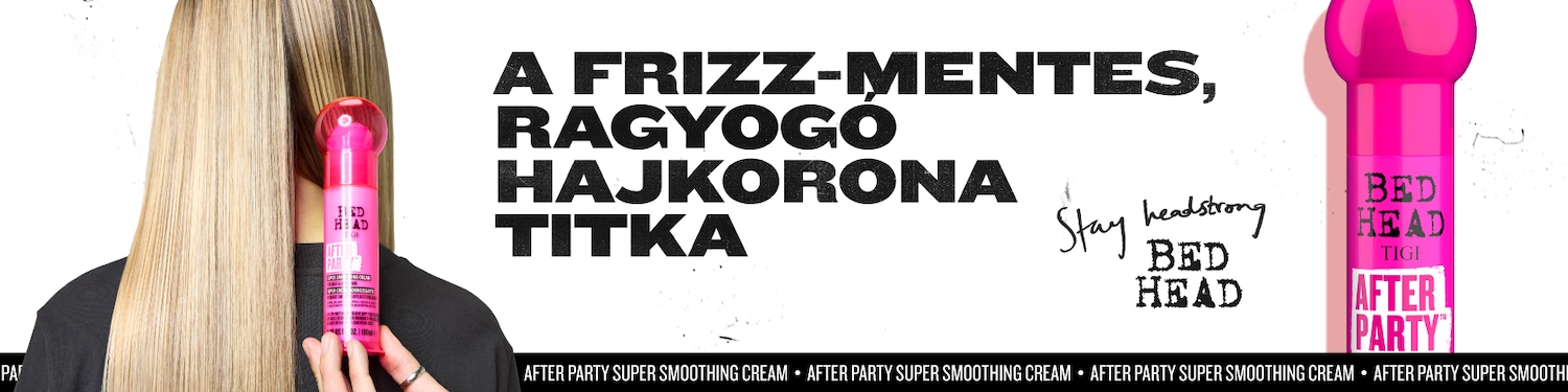 Discover the secret to frizz-free, radiant hair with Bed Head After Party Super Smoothing Cream, packaged in a vibrant pink bottle for a touch of fun.